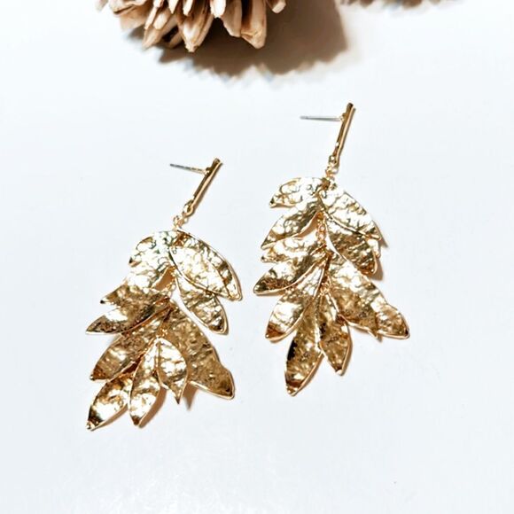 Leaf drop earrings M166 - Picture 3 of 5